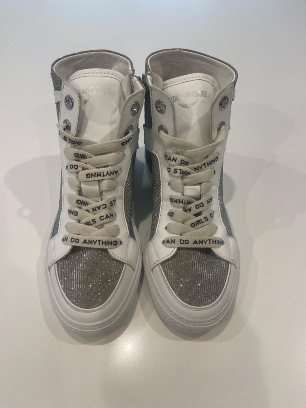 $448 -Zadig & Voltaire ZV1747 High Flash
Sneakers Size 36 Hightop Silver Shoes - Picture 10 of 11